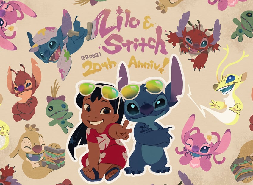 stitch, lilo pelekai, angel, reuben, sparky, and 2 more (lilo & stitch) drawn by ukata