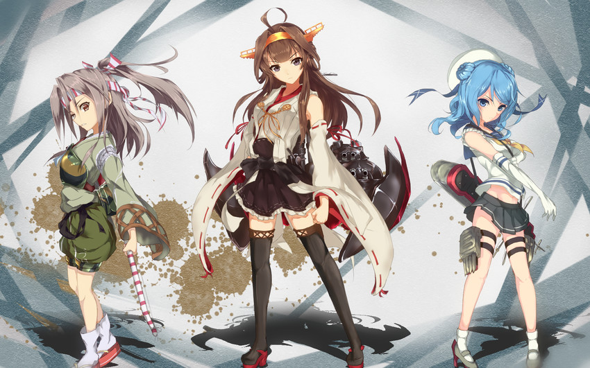 kongou, zuihou, urakaze, kongou kai ni, and zuihou kai (kantai collection) drawn by reluvy