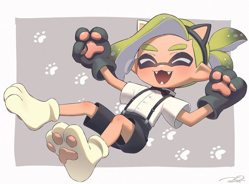 inkling player character and inkling boy (splatoon) drawn by puchiman
