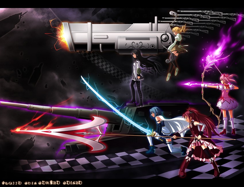 akemi homura, kaname madoka, miki sayaka, sakura kyoko, and tomoe mami (mahou shoujo madoka magica) drawn by shian_(my_lonly_life.)