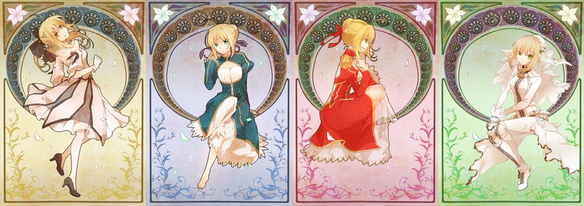 artoria pendragon, saber, nero claudius, and saber lily (fate and 4 more) drawn by yamabukiiro