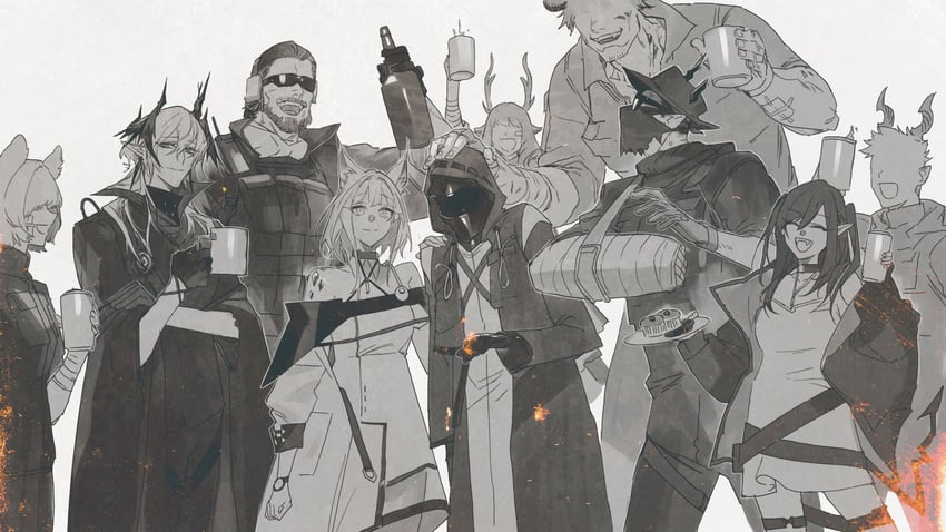doctor, kal'tsit, logos, closure, ace, and 1 more (arknights) drawn by kaifei_(kaifei_29)