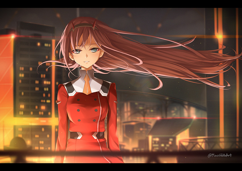 zero two (darling in the franxx) drawn by macchiato_(jae-min_cho)