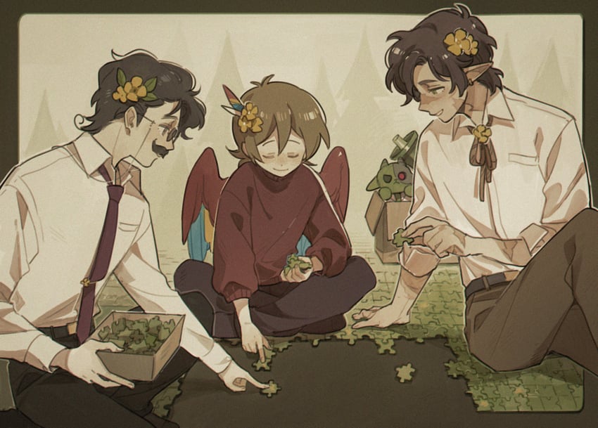 grian, goodtimeswithscar, mumbo jumbo, and docm77 (minecraft youtube and 1 more) drawn by luminous_slime