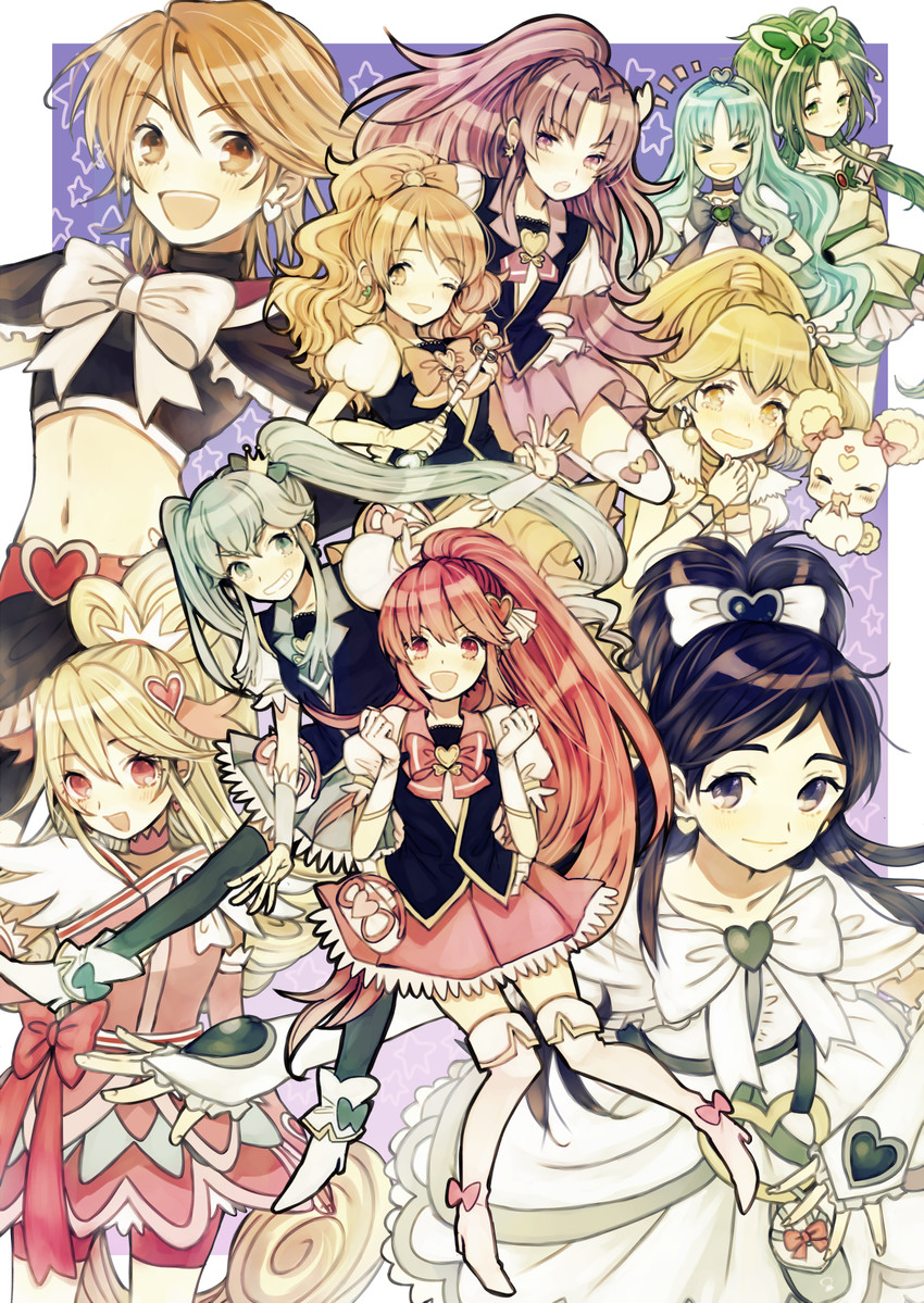 kise yayoi, kurumi erika, aida mana, misumi nagisa, yukishiro honoka, and 15 more (precure and 6 more) drawn by kurodeko
