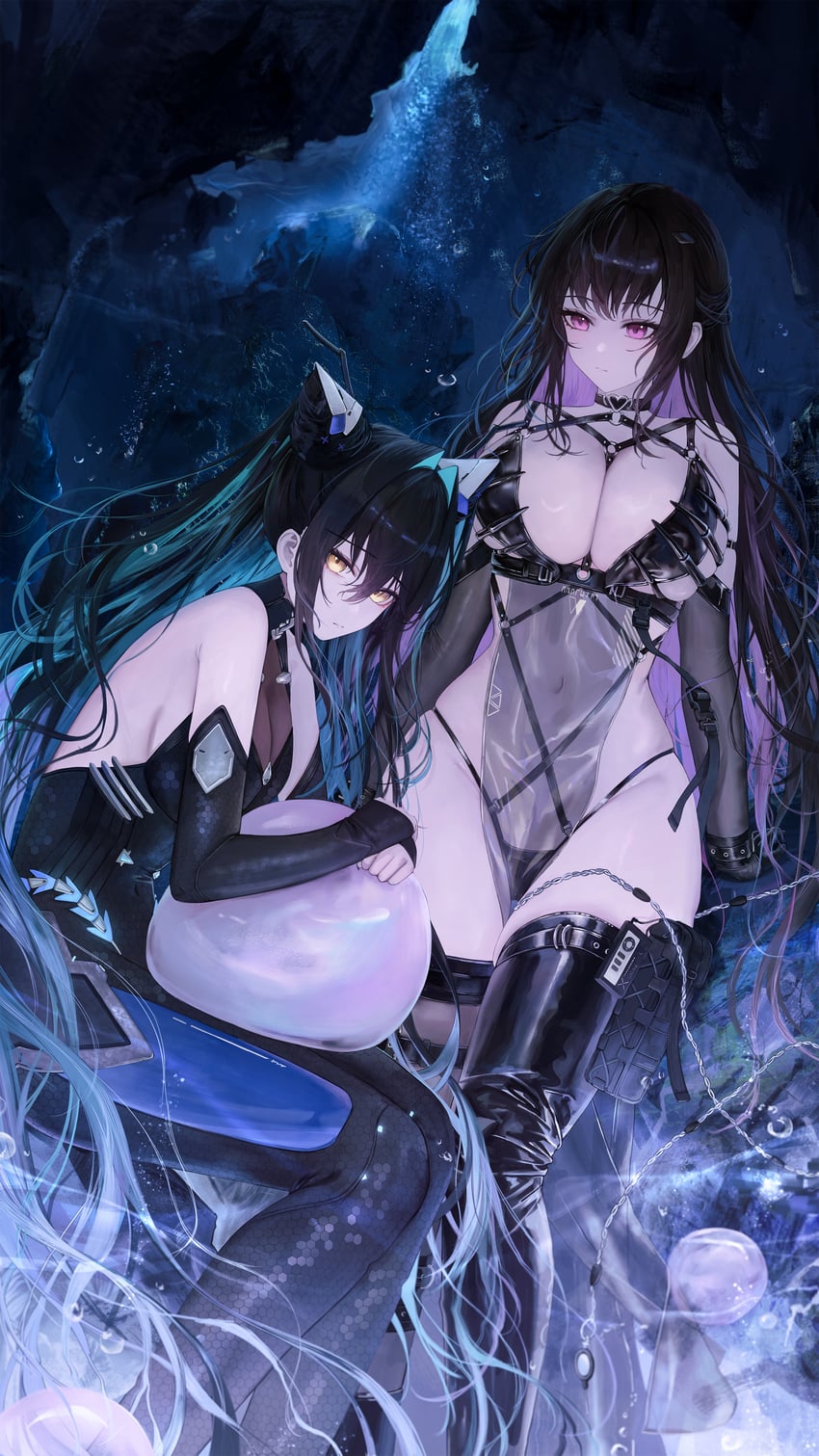 little mermaid and mihara (goddess of victory: nikke) drawn by flippy_(cripine111)
