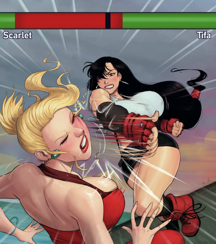 tifa lockhart and scarlet (final fantasy and 1 more) drawn by devilhs