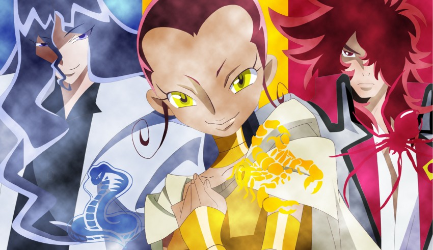 sasorina, kumojacky, and cobraja (precure and 1 more) drawn by wanco_(7200rpm)