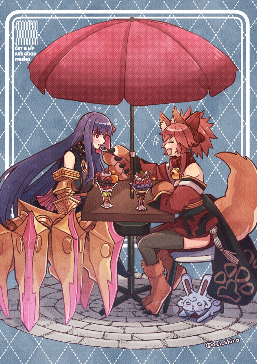 tamamo, tamamo cat, fou, and passionlip (fate and 1 more) drawn by 021_shiro