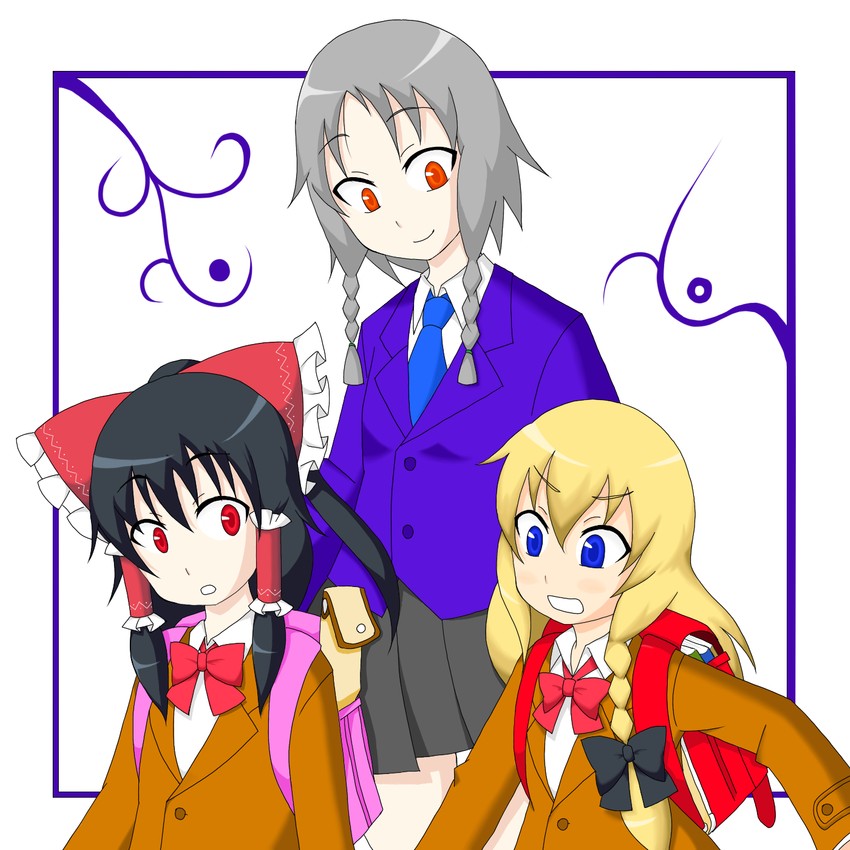 hakurei reimu, kirisame marisa, and izayoi sakuya (touhou) drawn by g_ken
