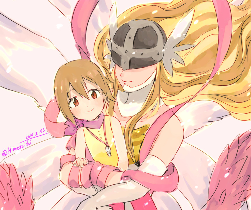 angewomon and yagami hikari (digimon and 1 more) drawn by himetaichi