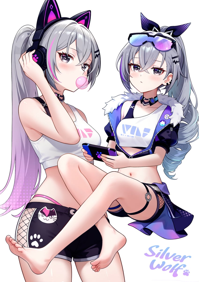 silver wolf (honkai and 1 more) drawn by aviary