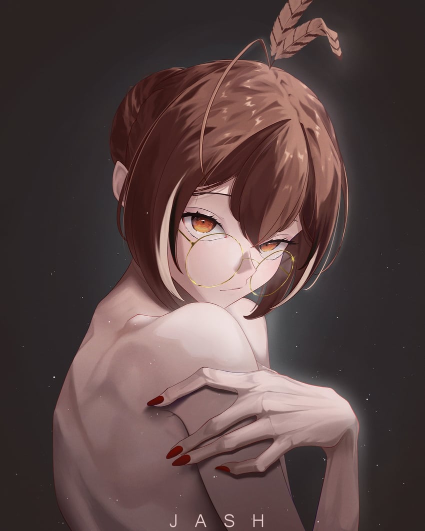 nanashi mumei (hololive and 1 more) drawn by jashbisai