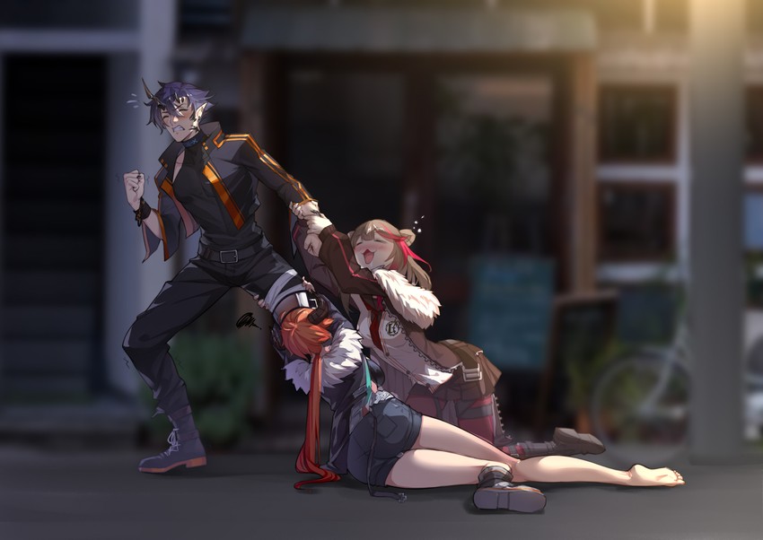zima, croissant, and flamebringer (arknights) drawn by yin_lan_xue