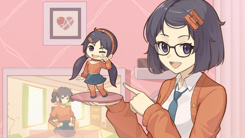 mita, mila, chibi mita, and 2d mita (miside) drawn by zhadao_lza