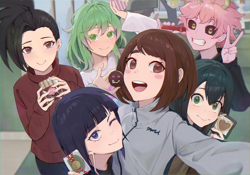 uraraka ochaco, todoroki shoto, asui tsuyu, yaoyorozu momo, ashido mina, and 4 more (boku no hero academia) drawn by matsumotoshinnnosuke