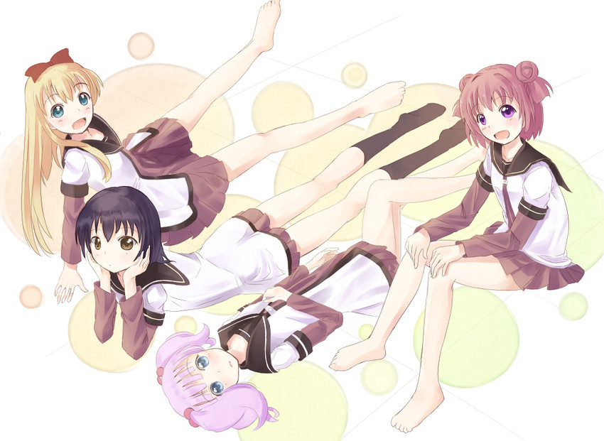 toshinou kyouko, akaza akari, funami yui, and yoshikawa chinatsu (yuruyuri) drawn by neginuta