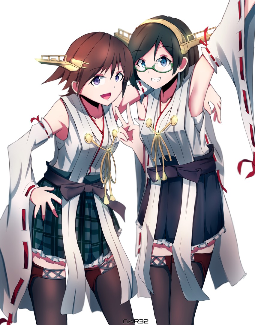 hiei, kirishima, hiei kai ni, and kirishima kai ni (kantai collection) drawn by gar32