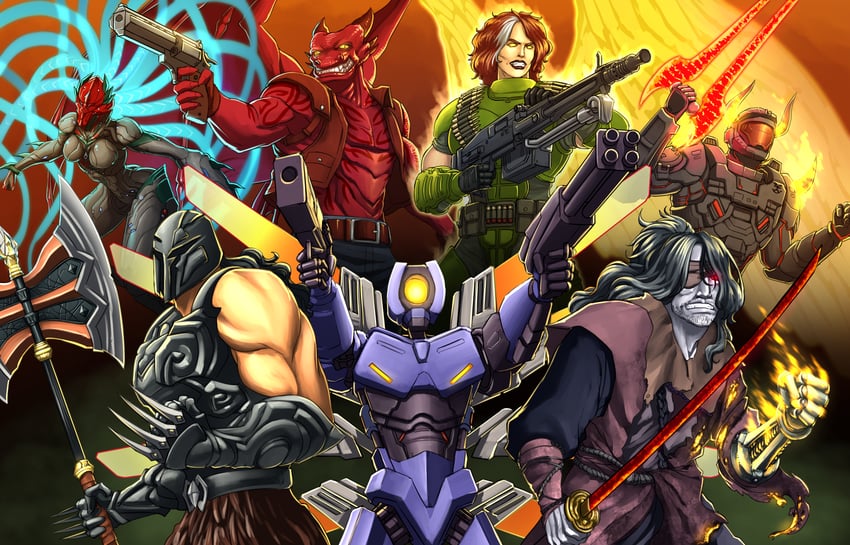 sekiro, v1, spartan-b312, shura, the champion, and 4 more (halo and 9 more) drawn by substance20