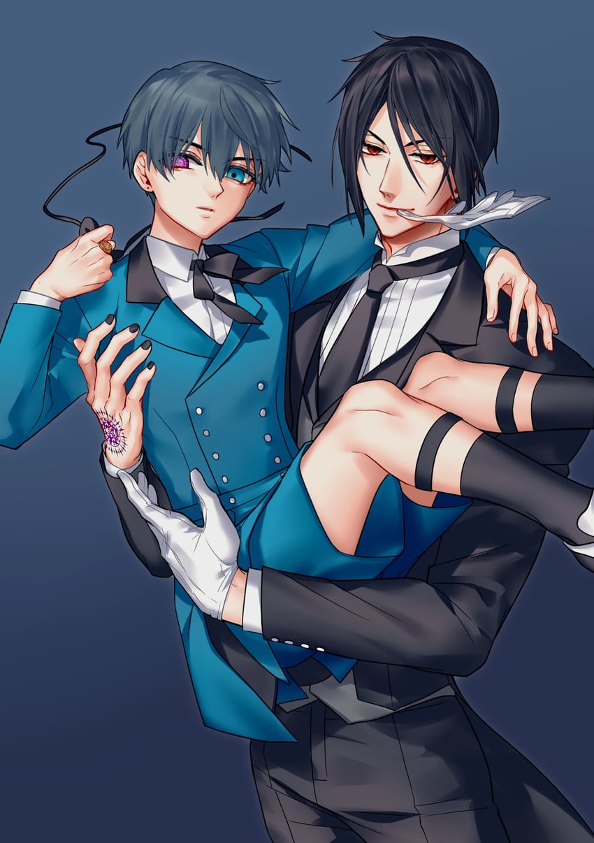 ciel phantomhive and sebastian michaelis (kuroshitsuji) drawn by yuu+1
