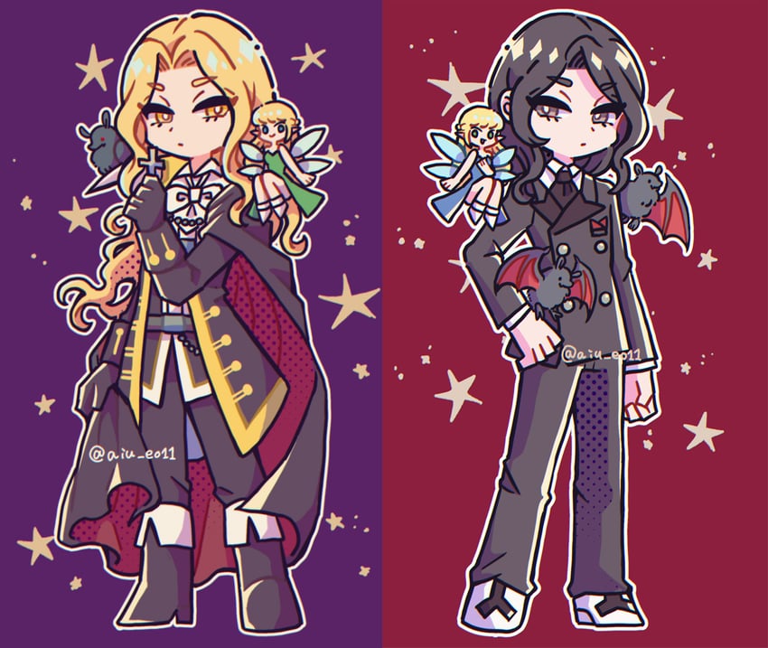 alucard, arikado genya, and faerie (castlevania and 2 more) drawn by oimo_(motu_club)