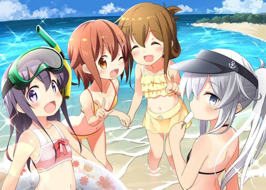 hibiki, inazuma, ikazuchi, and akatsuki (kantai collection) drawn by bell_(oppore_coppore)