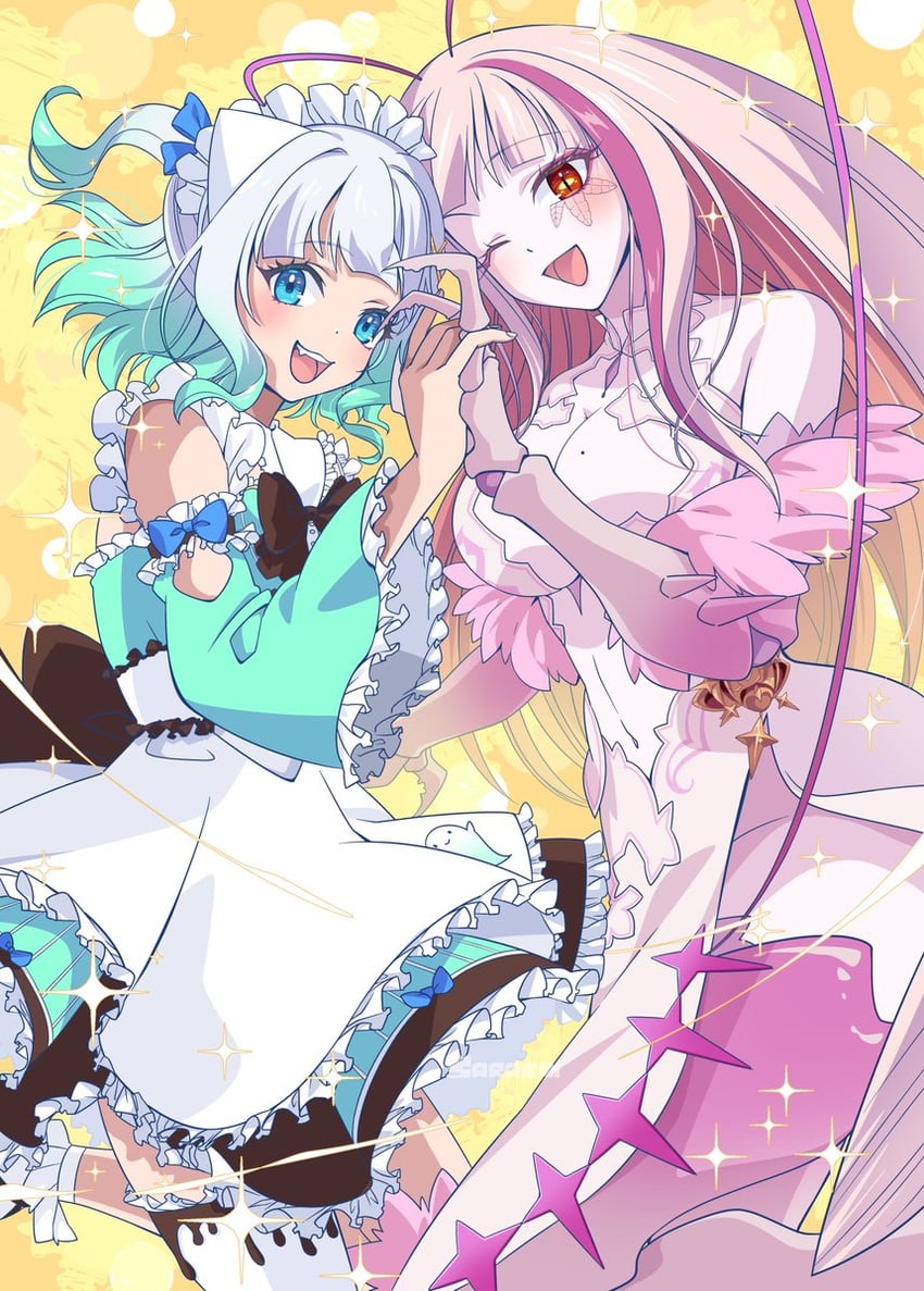 mint fantome and matara kan (indie virtual youtuber and 1 more) drawn by saraemiii_en