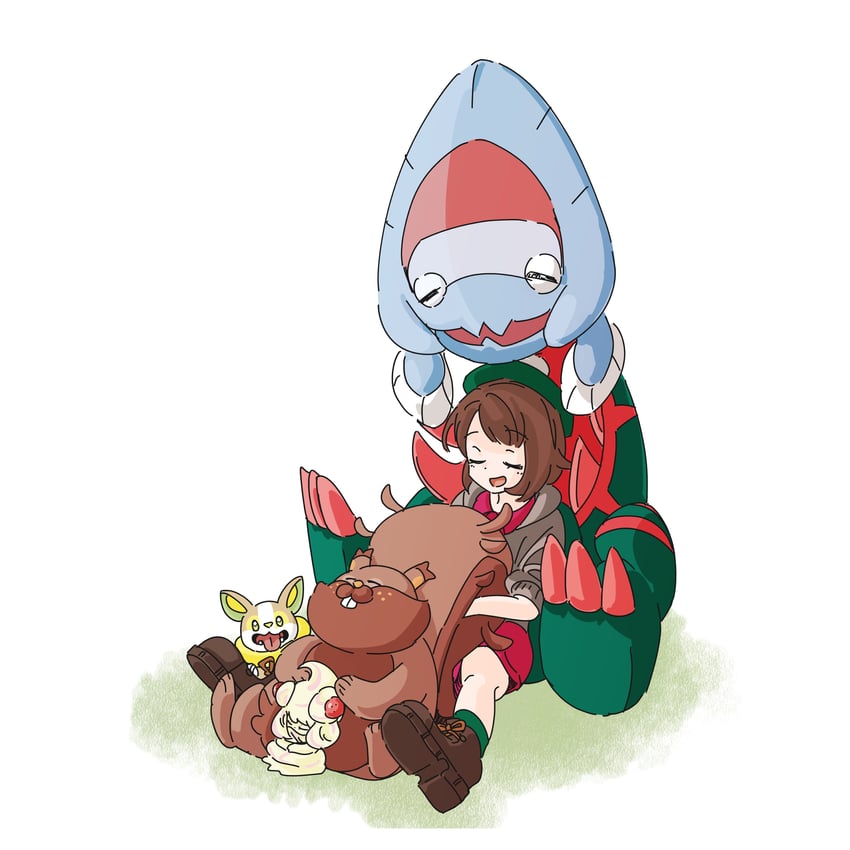 gloria, yamper, alcremie, greedent, and dracovish (pokemon and 1 more) drawn by can_(pixiv33249519)