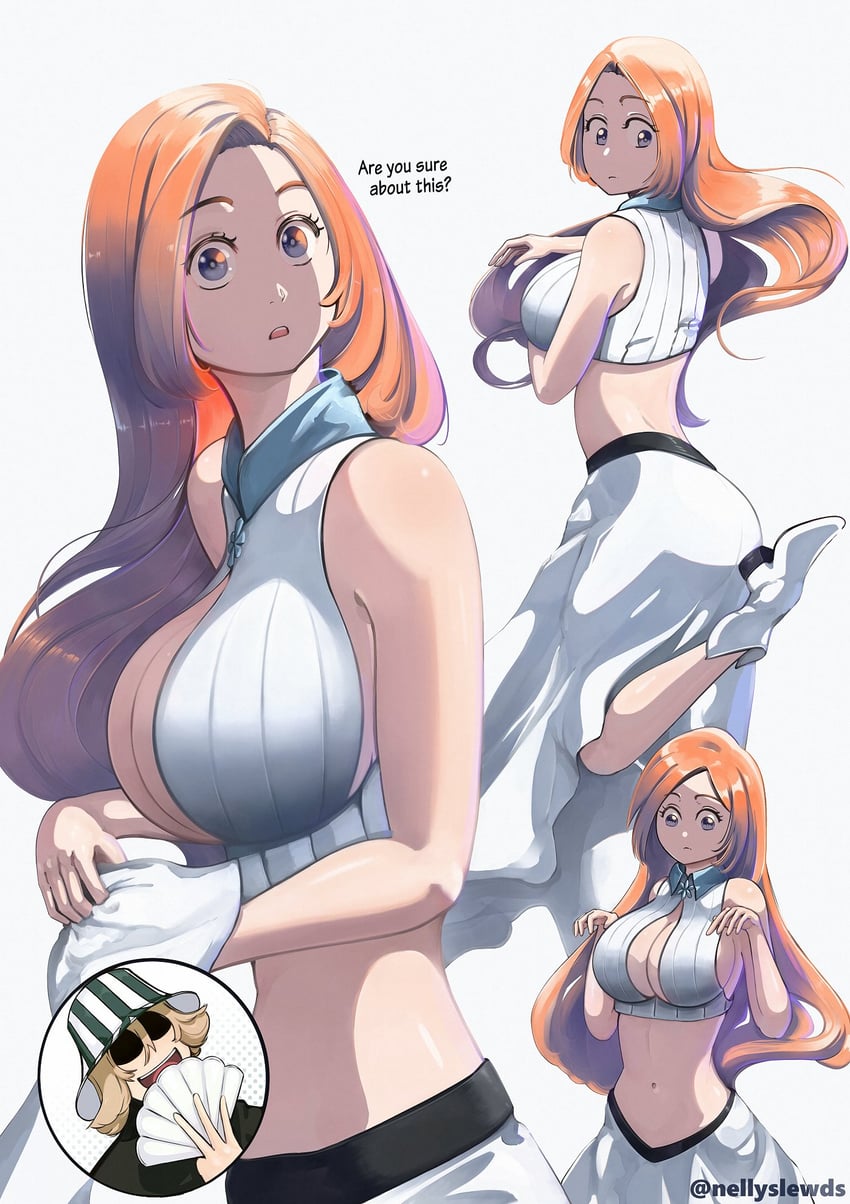 inoue orihime and urahara kisuke (bleach and 1 more) drawn by nellyslewds