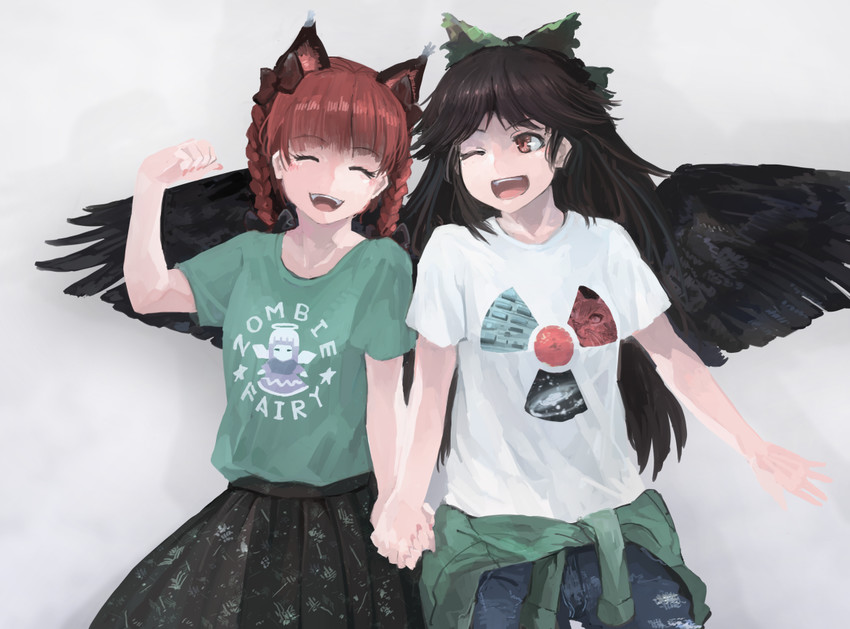 kaenbyou rin, reiuji utsuho, and zombie fairy (touhou) drawn by ichiba_youichi