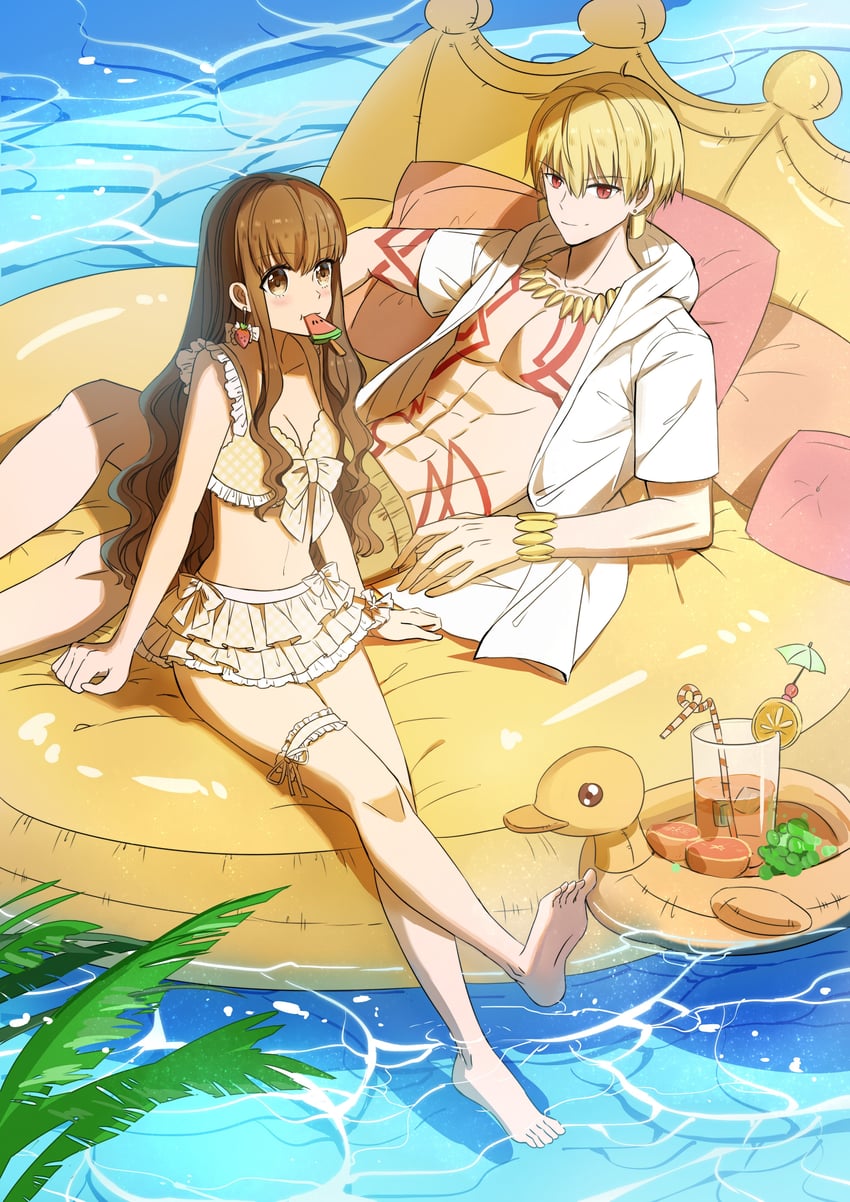 kishinami hakuno and gilgamesh (fate and 2 more) drawn by chunzisame