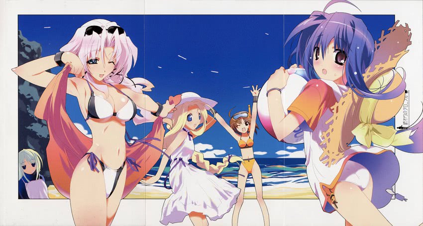 shinjou sadagiri, kazami chisato, mikage, diana zonburg, and shibyure (owari no chronicle) drawn by satoyasu
