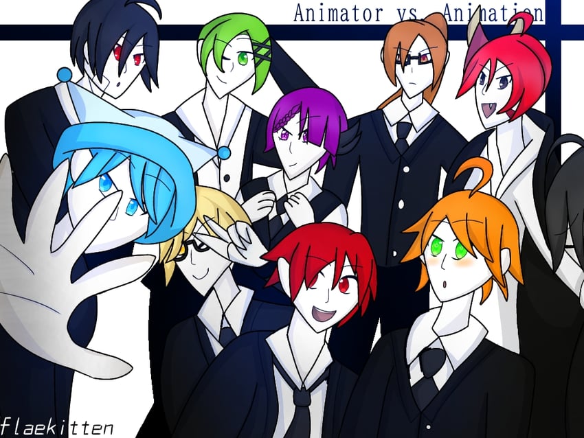 chosen one, red, green, orange, blue, and 4 more (animator vs. animation and 1 more) drawn by flaekitten_(hitbangs64)