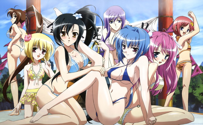 kan'u, shokatsuryou, chouun, ryuubi, chouhi, and 2 more (koihime musou) drawn by hiratsuka_tomoya
