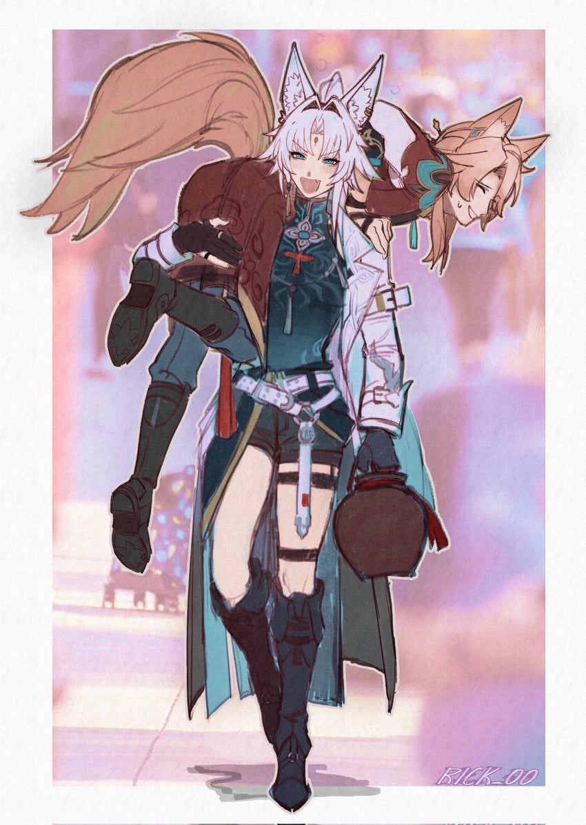 feixiao and jiaoqiu (honkai and 1 more) drawn by rick_00