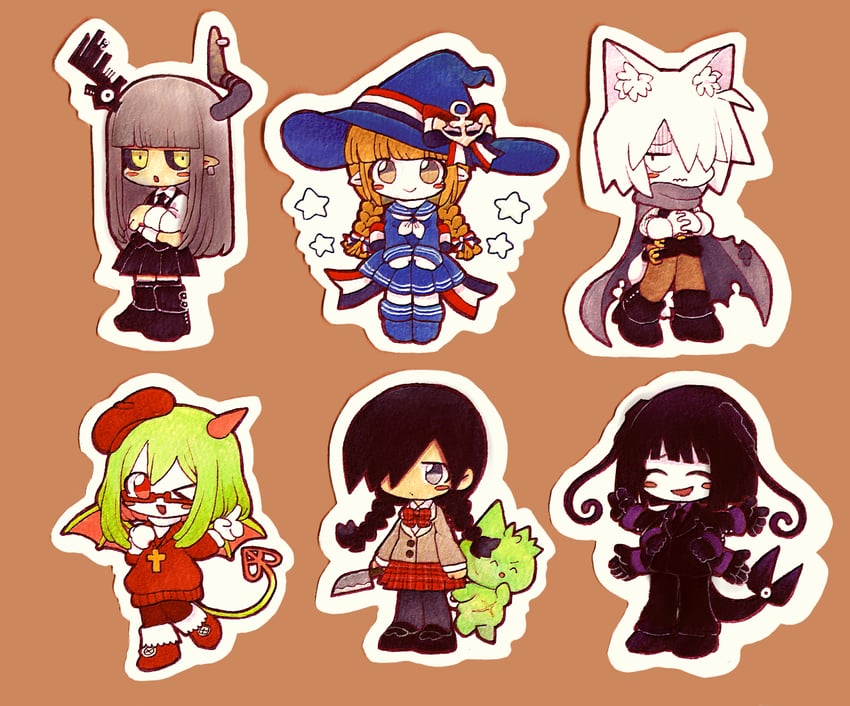 wadanohara, kurai yonaka, yosafire, defect mogeko, kurotsuno, and 2 more (funamusea and 6 more) drawn by mutsuno