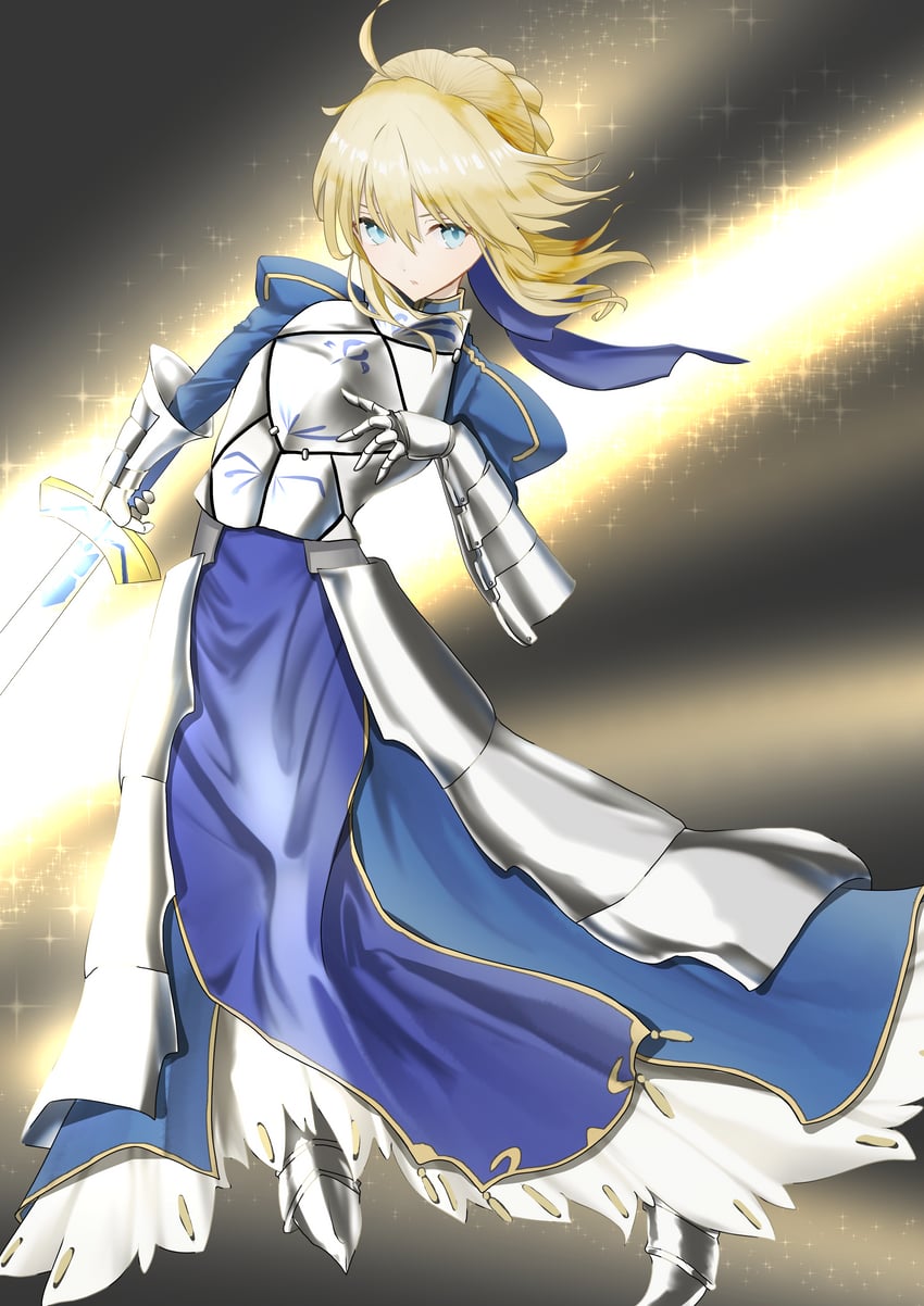 artoria pendragon and saber (fate and 1 more) drawn by beatrix_vivi