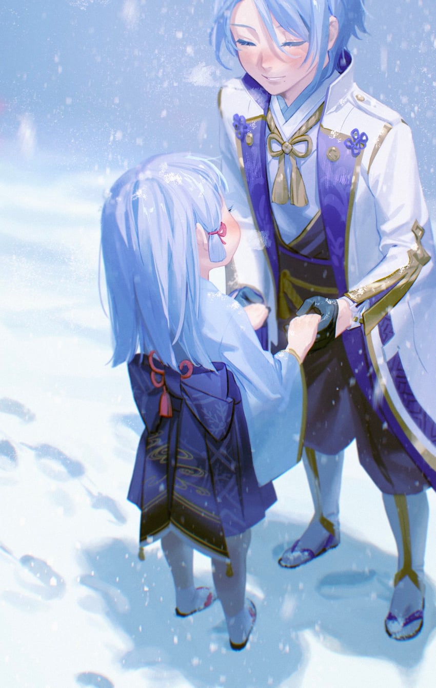 kamisato ayaka and kamisato ayato (genshin impact) drawn by yurayura_(mdeh5447)