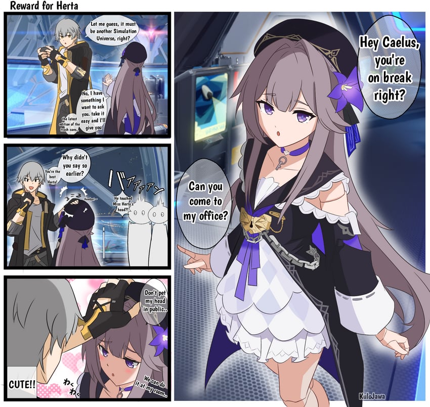 trailblazer, caelus, and herta (honkai and 1 more) drawn by kulojawa