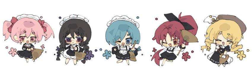 akemi homura, kaname madoka, miki sayaka, sakura kyoko, and tomoe mami (mahou shoujo madoka magica) drawn by a_wuqi