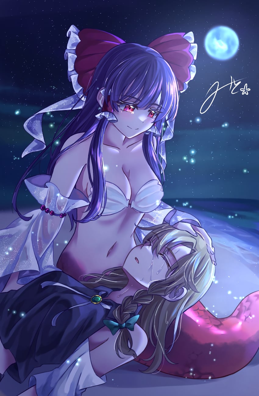 hakurei reimu and kirisame marisa (touhou) drawn by mito_(fate)