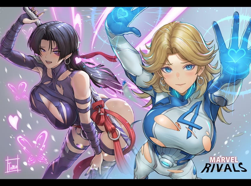 psylocke and sue storm (marvel and 3 more) drawn by tomo_eokaiteru
