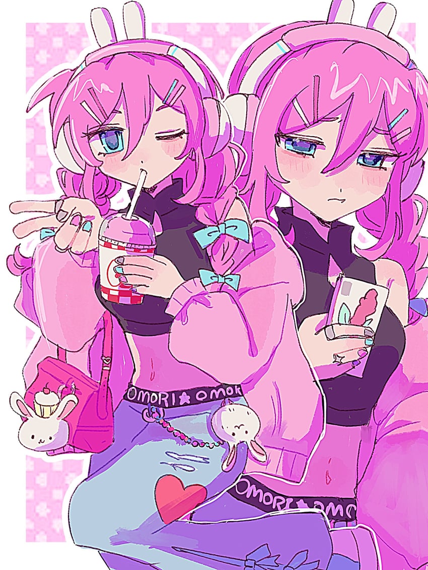 aubrey, cupcake bunny, and forest bunny? (omori) drawn by mugi062