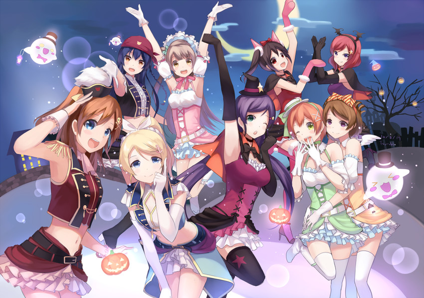 nishikino maki, tojo nozomi, sonoda umi, yazawa nico, ayase eli, and 4 more (love live! and 1 more) drawn by tsuruki_noki