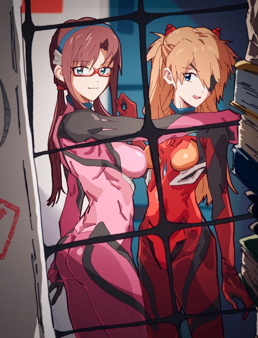 souryuu asuka langley and makinami mari illustrious (neon genesis evangelion and 2 more) drawn by bloom_into_me15