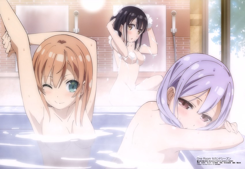 hanasaka yui, nanahashi minori, and amatsuki mashiro (megami magazine and 1 more) drawn by tani_takuya
