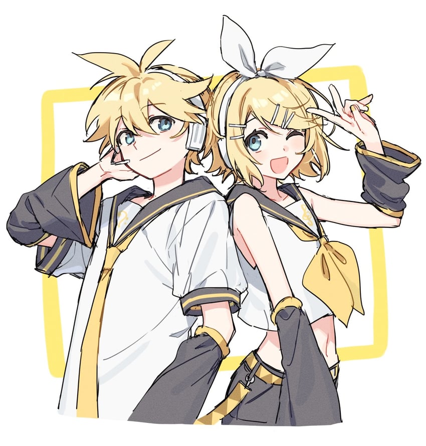 kagamine rin and kagamine len (vocaloid) drawn by smm_gb