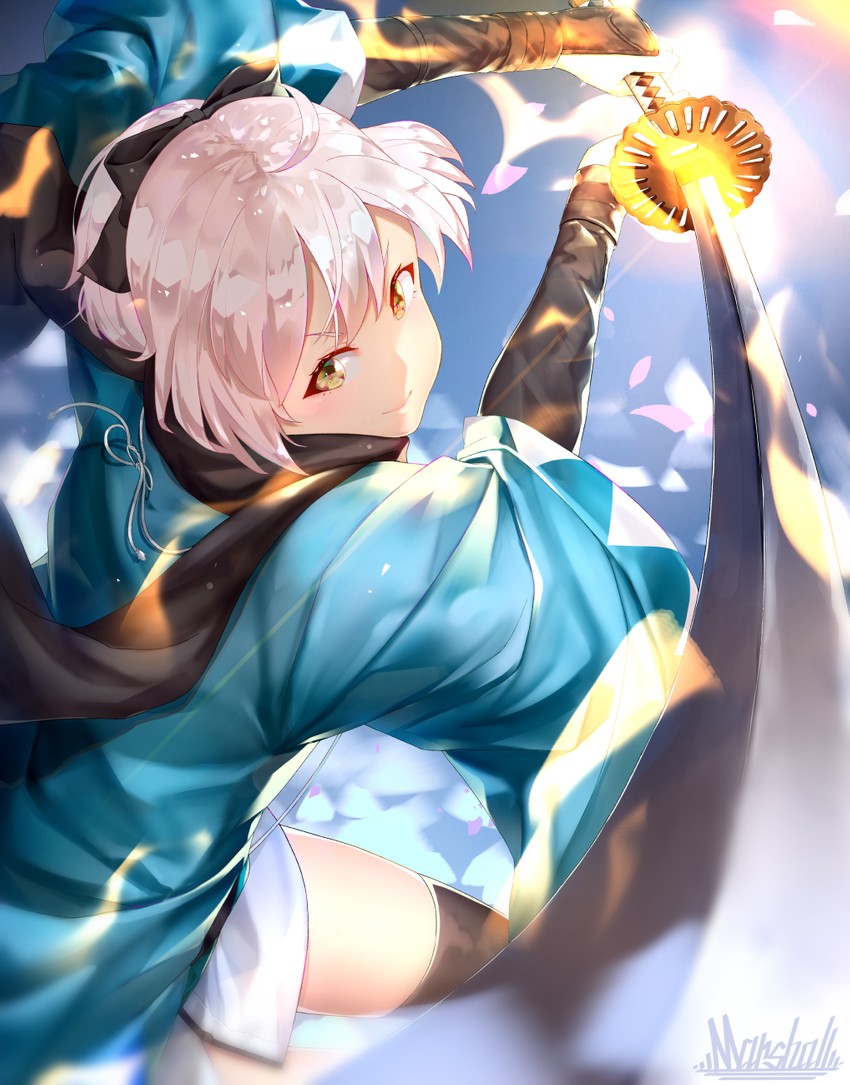 okita souji (fate and 2 more) drawn by marshall_(wahooo)