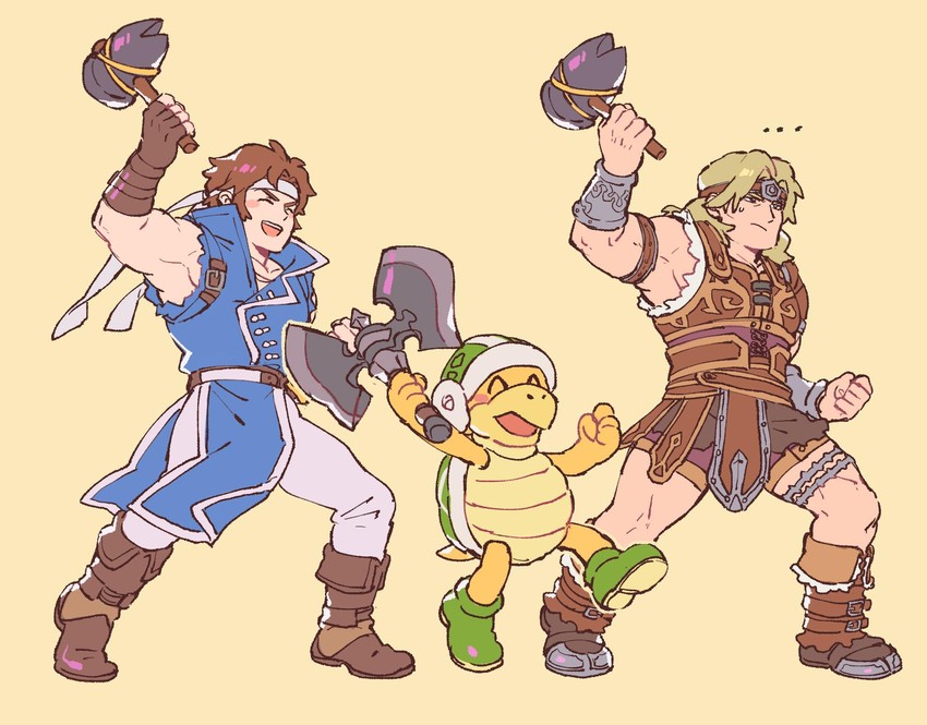 richter belmont, simon belmont, and hammer bro (mario and 2 more) drawn by jeto_(jetopyon)