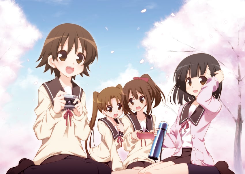 sawatari fuu, sakurada maon, hanawa kaoru, and okazaki norie (tamayura) drawn by hoppege